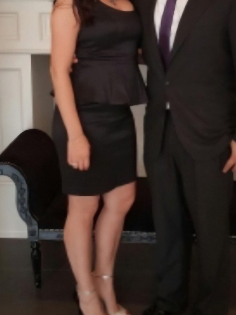 Black Peplum Top and Pencil Skirt Set